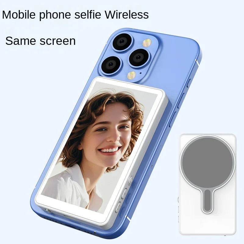 Wireless Rear Camera Selfie Monitor – Magnetic Phone Screen for Vlog, Live Stream & Video Recording