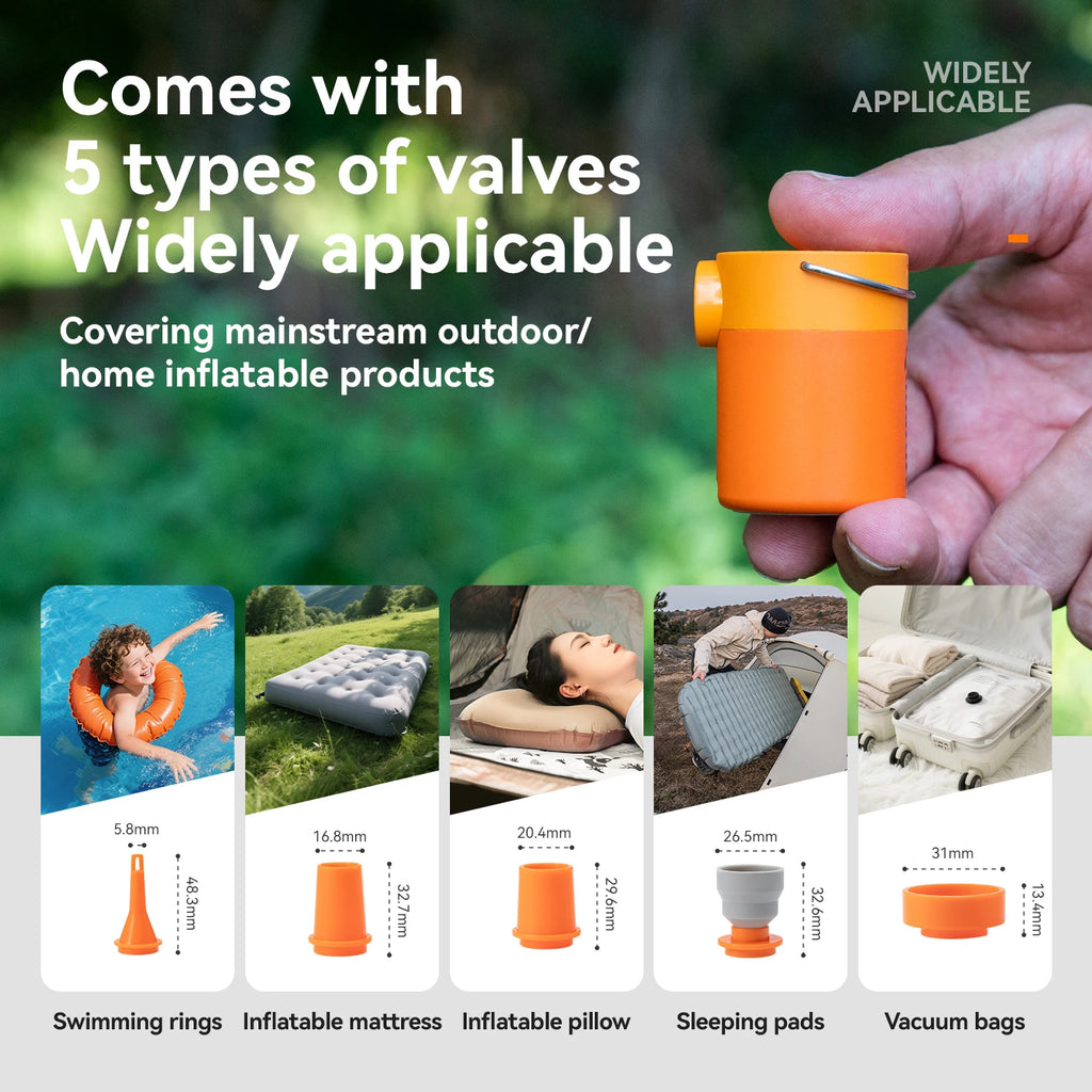 Qunature Mini Air Pump – Portable Rechargeable Inflator with Type-C Charging for Camping & Outdoor Use