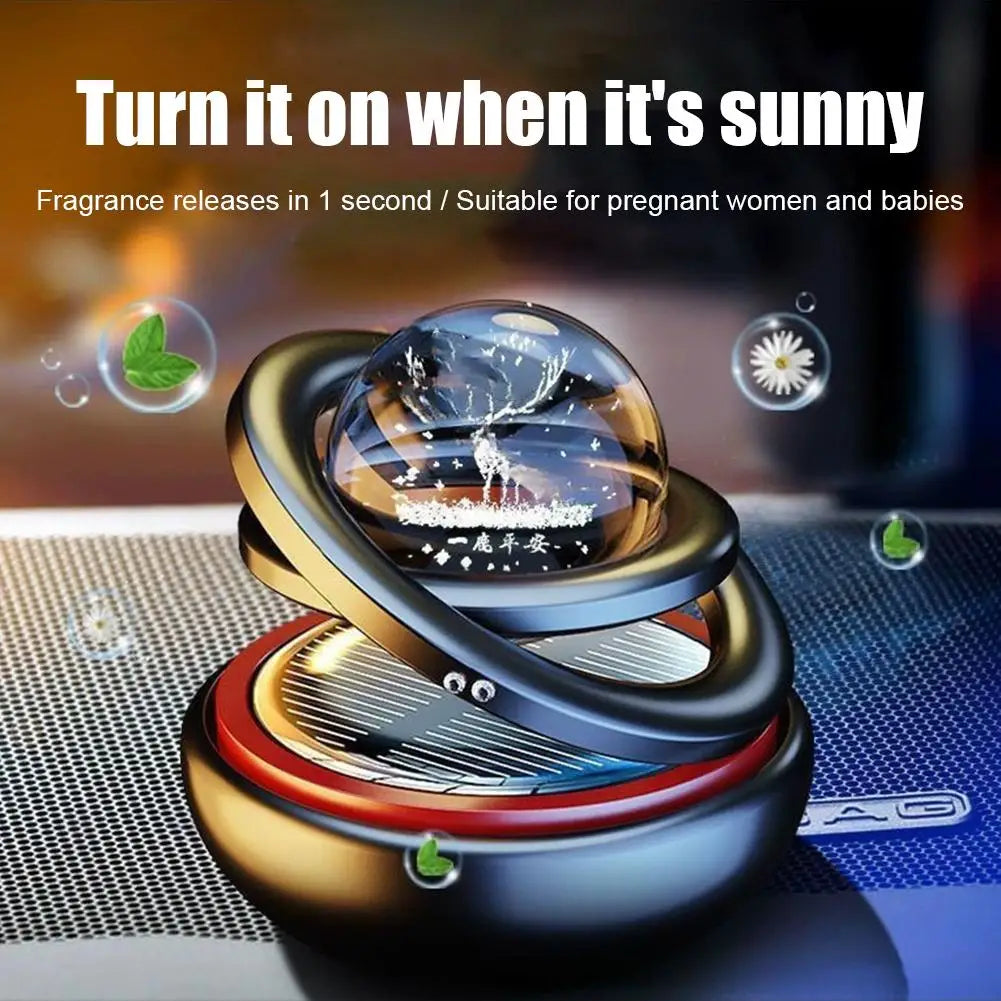 Solar Rotating Car Air Freshener – Aromatherapy Diffuser Perfume Fragrance for Car Interior