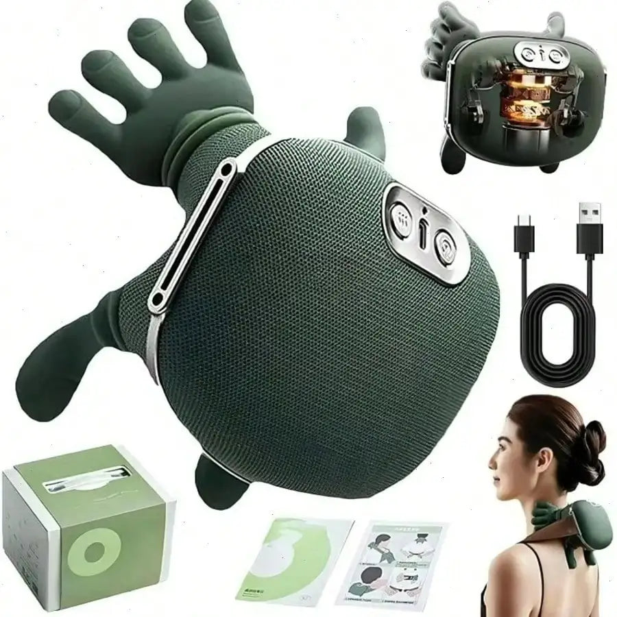 4D Shiatsu Neck & Shoulder Massager with Heat – Wireless Deep Tissue Massage Device with Finger Kneading Technology
