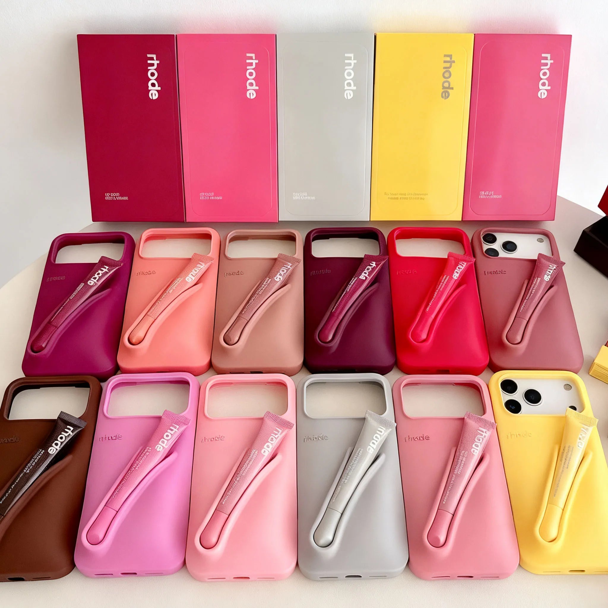 Lemontini Lip Gloss Phone Case – Silicone Makeup Style Cover for iPhone 11–17 Pro Max Series