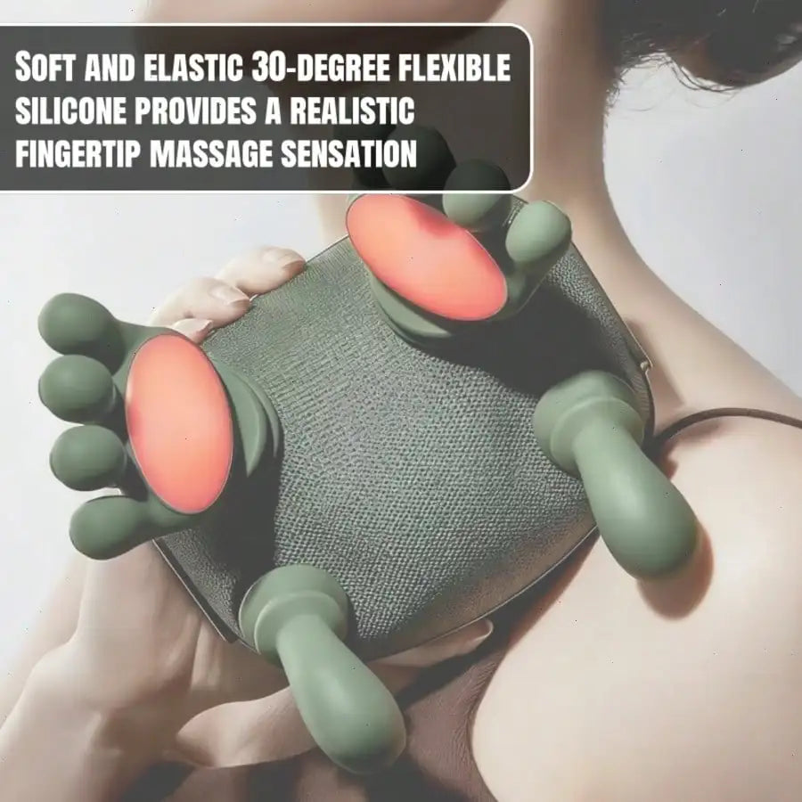 4D Shiatsu Neck & Shoulder Massager with Heat – Wireless Deep Tissue Massage Device with Finger Kneading Technology