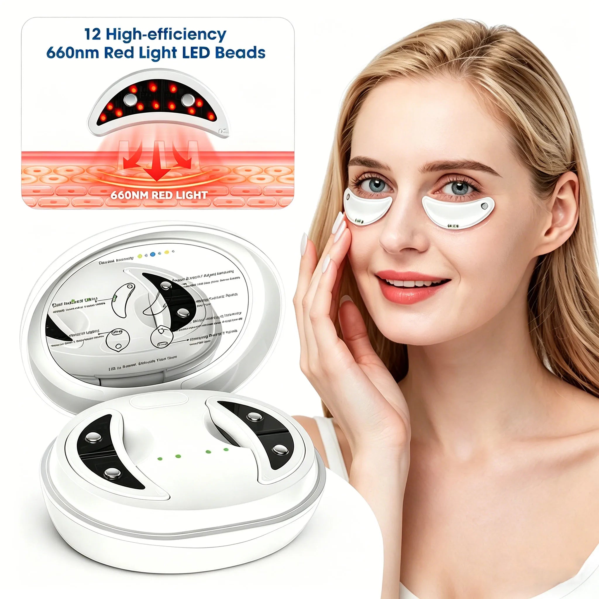 Electric Eye Beauty Massager – LED Red Light EMS Microcurrent Eye Care Device for Dark Circles & Anti-Aging