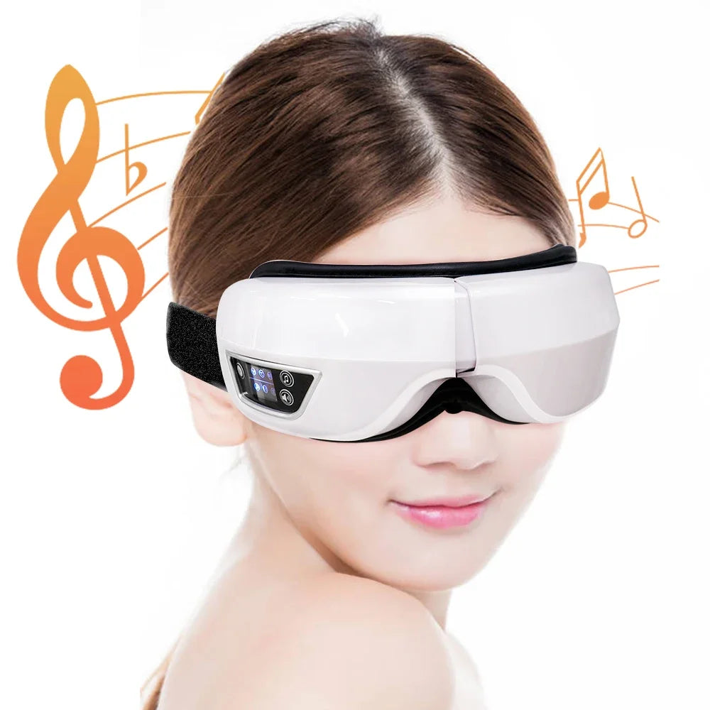 Smart Eye Massager Glasses – Foldable Airbag Compression Vibration Eye Care Device with Bluetooth Music & Heat Relief