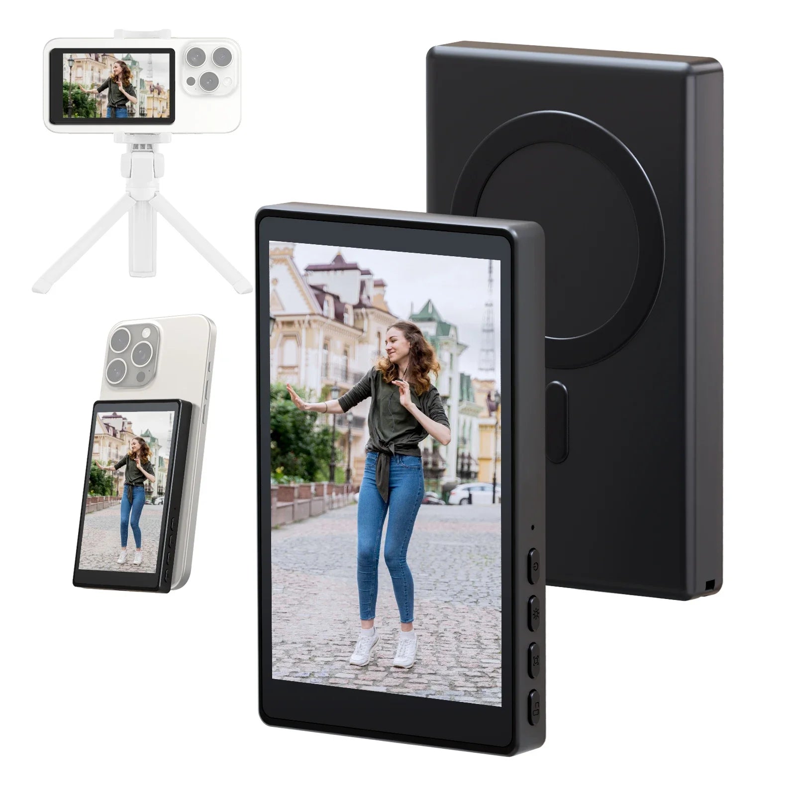 Wireless Rear Camera Selfie Monitor – Magnetic Phone Screen for Vlog, Live Stream & Video Recording
