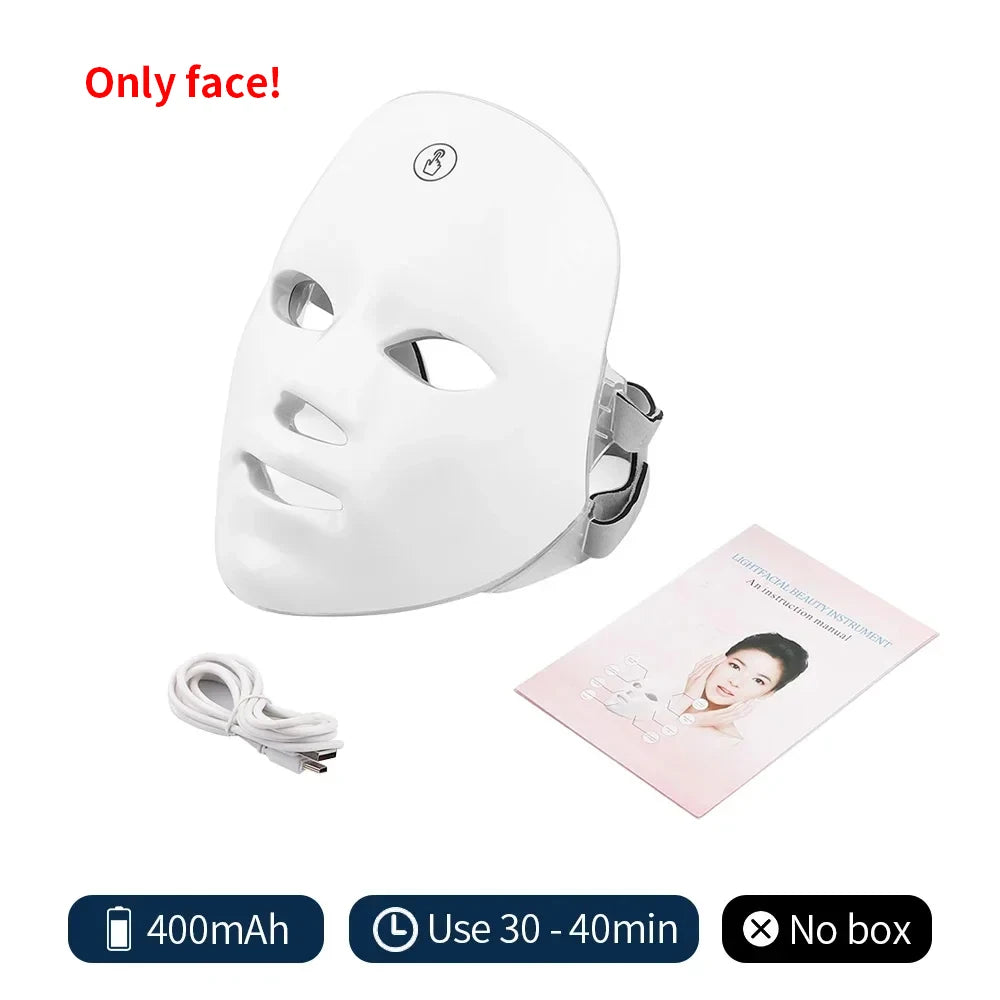 Wireless 7 Color LED Photon Face & Neck Mask – Skin Care Beauty Rejuvenation Device