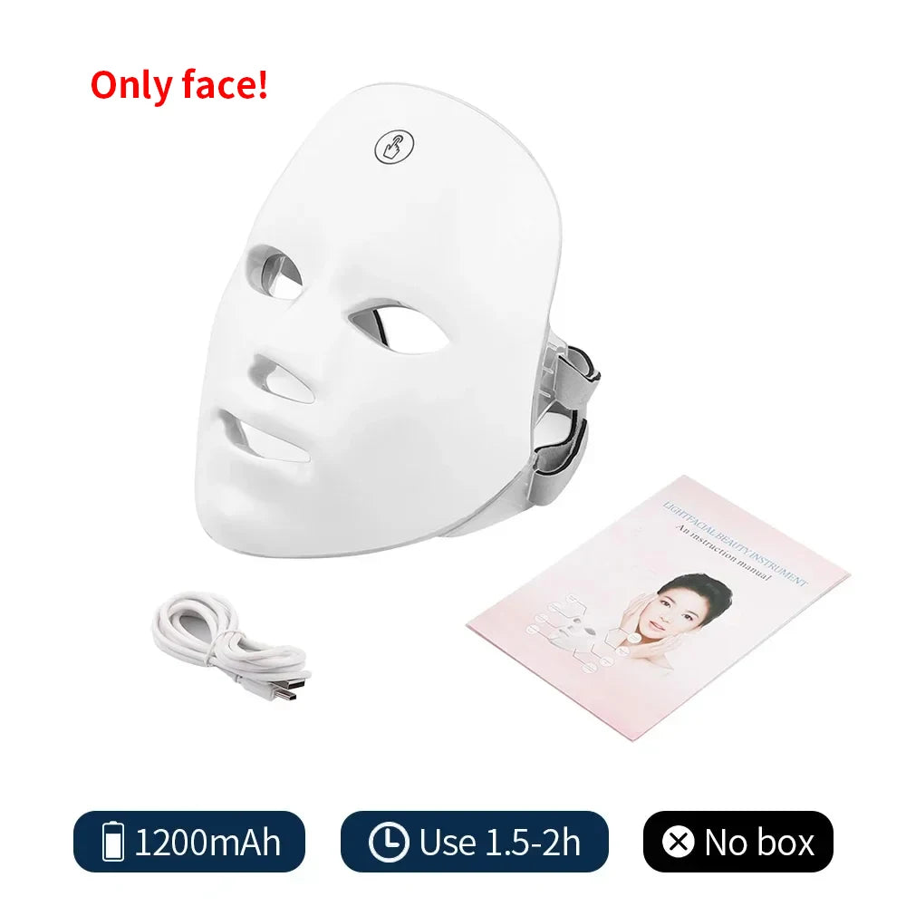 Wireless 7 Color LED Photon Face & Neck Mask – Skin Care Beauty Rejuvenation Device