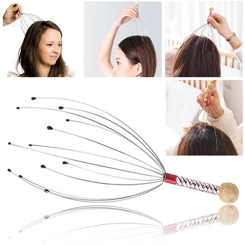 Octopus Head Massager – Stainless Steel Scalp Scratcher & Relaxation Massage Claw Tool