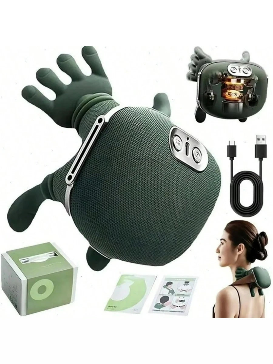 4D Shiatsu Neck & Shoulder Massager with Heat – Wireless Deep Tissue Massage Device with Finger Kneading Technology