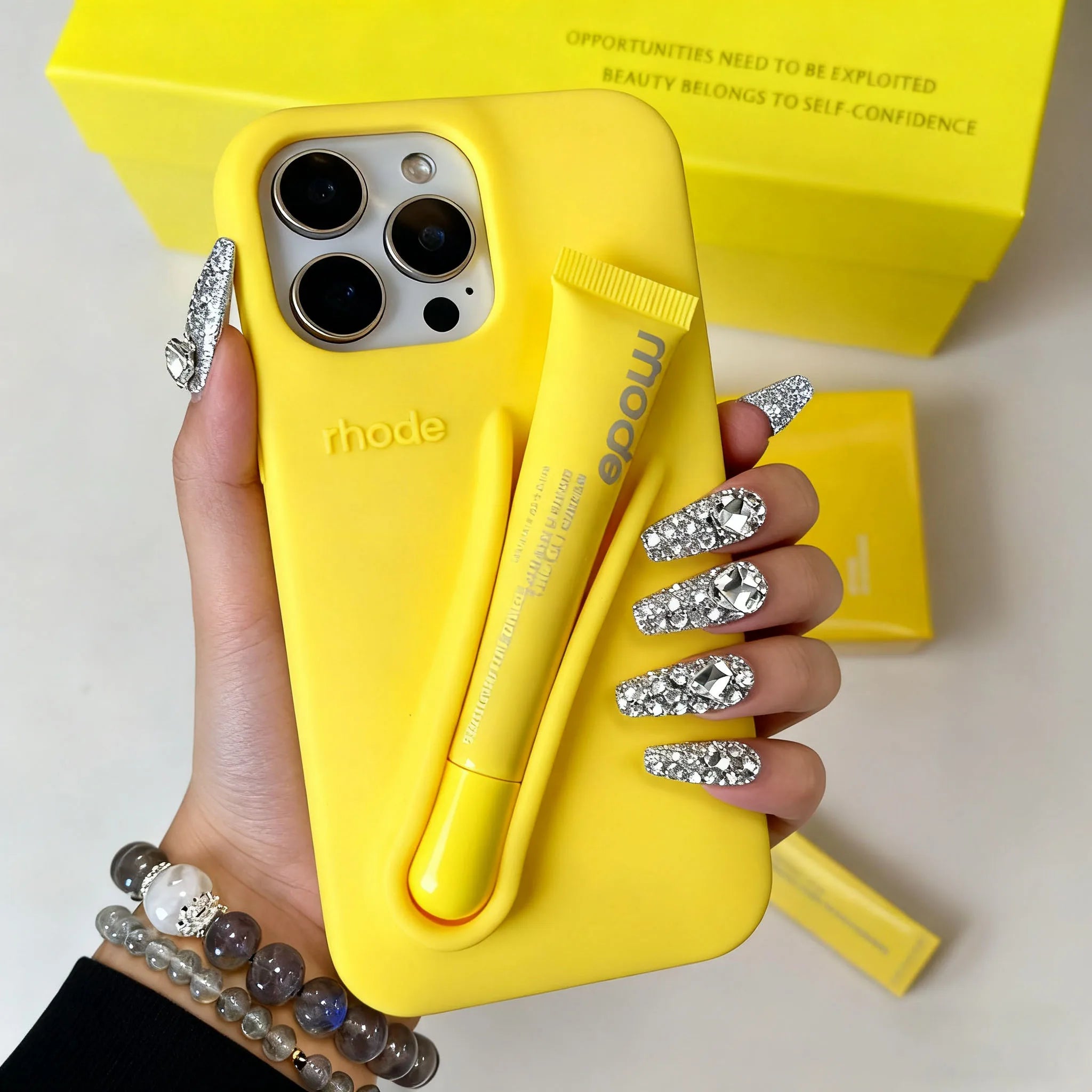 Lemontini Lip Gloss Phone Case – Silicone Makeup Style Cover for iPhone 11–17 Pro Max Series