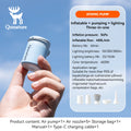 Qunature Mini Air Pump – Portable Rechargeable Inflator with Type-C Charging for Camping & Outdoor Use