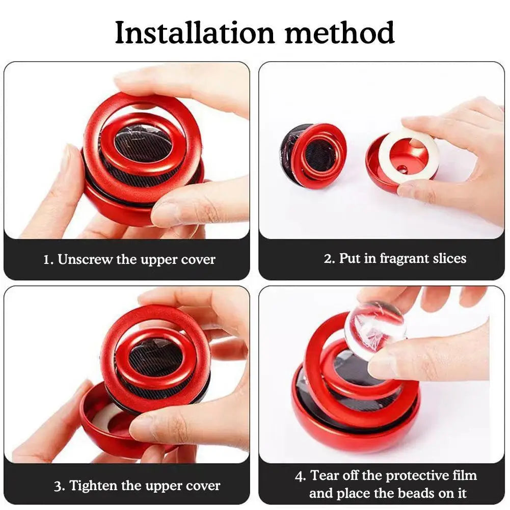 Solar Rotating Car Air Freshener – Aromatherapy Diffuser Perfume Fragrance for Car Interior