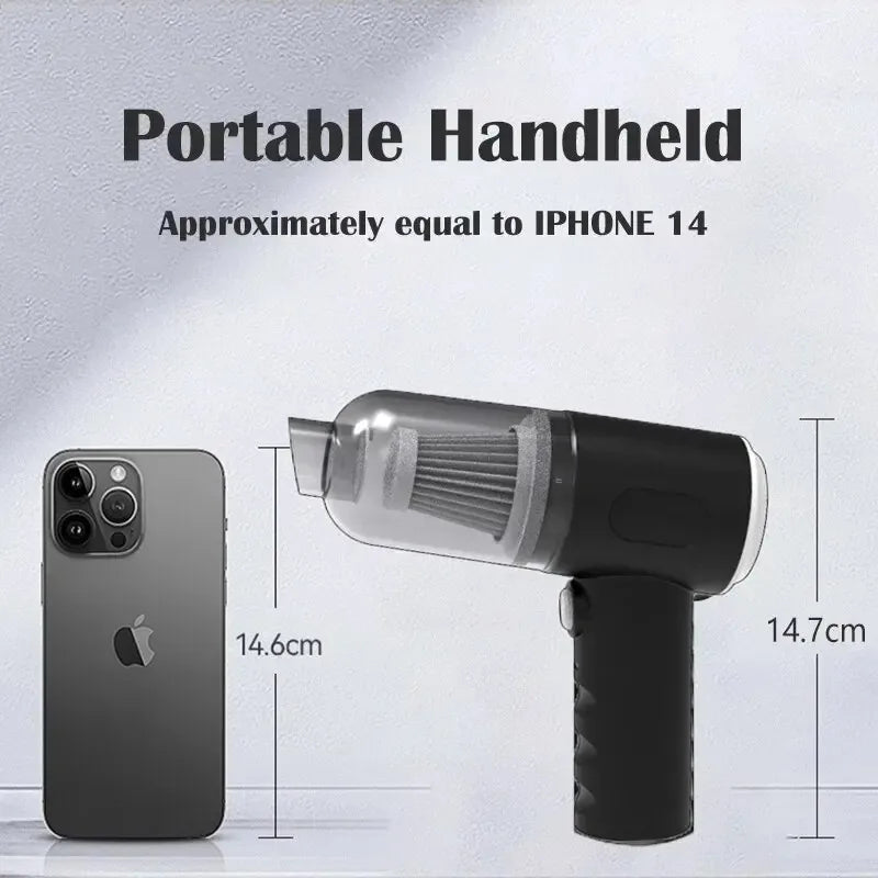 9000Pa Wireless Car Vacuum Cleaner – Portable USB Rechargeable Mini Wet & Dry Vacuum for Car & Home Cleaning
