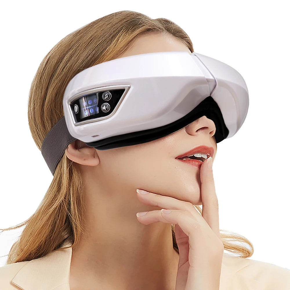 Smart Eye Massager Glasses – Foldable Airbag Compression Vibration Eye Care Device with Bluetooth Music & Heat Relief