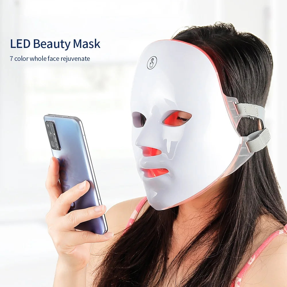 Wireless 7 Color LED Photon Face & Neck Mask – Skin Care Beauty Rejuvenation Device