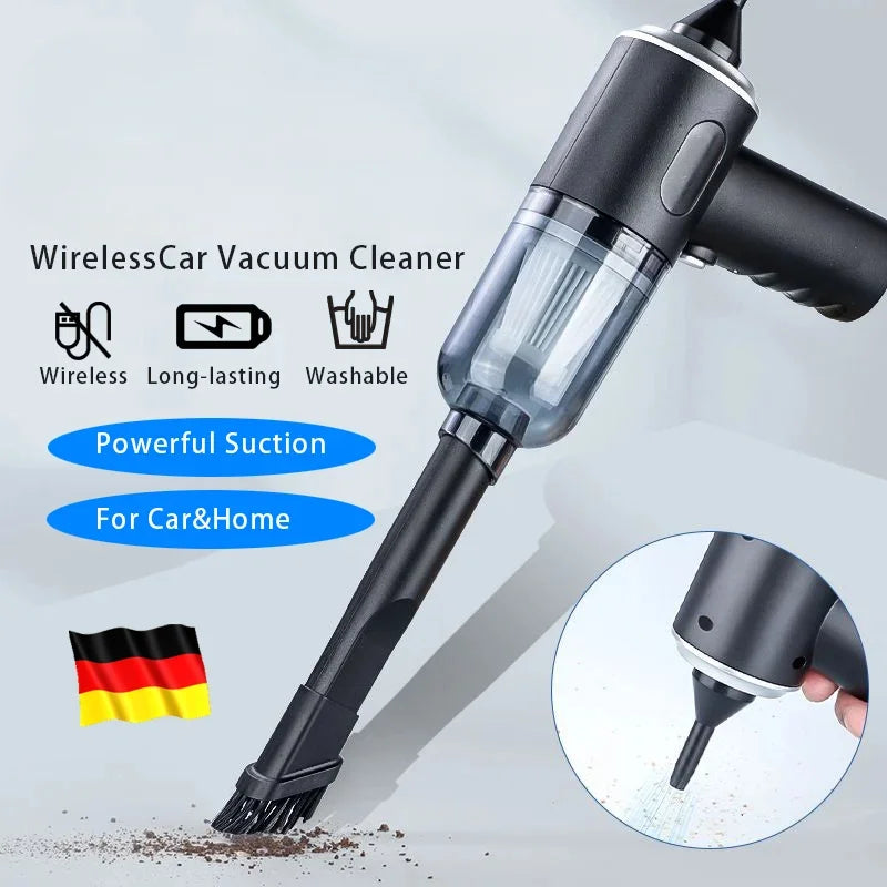 9000Pa Wireless Car Vacuum Cleaner – Portable USB Rechargeable Mini Wet & Dry Vacuum for Car & Home Cleaning
