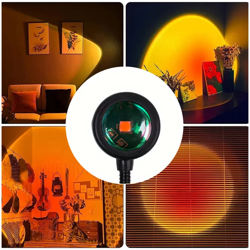 Sunset Projection Lamp – USB Rotatable Atmosphere Light for Bedroom, Living Room & Home Decor