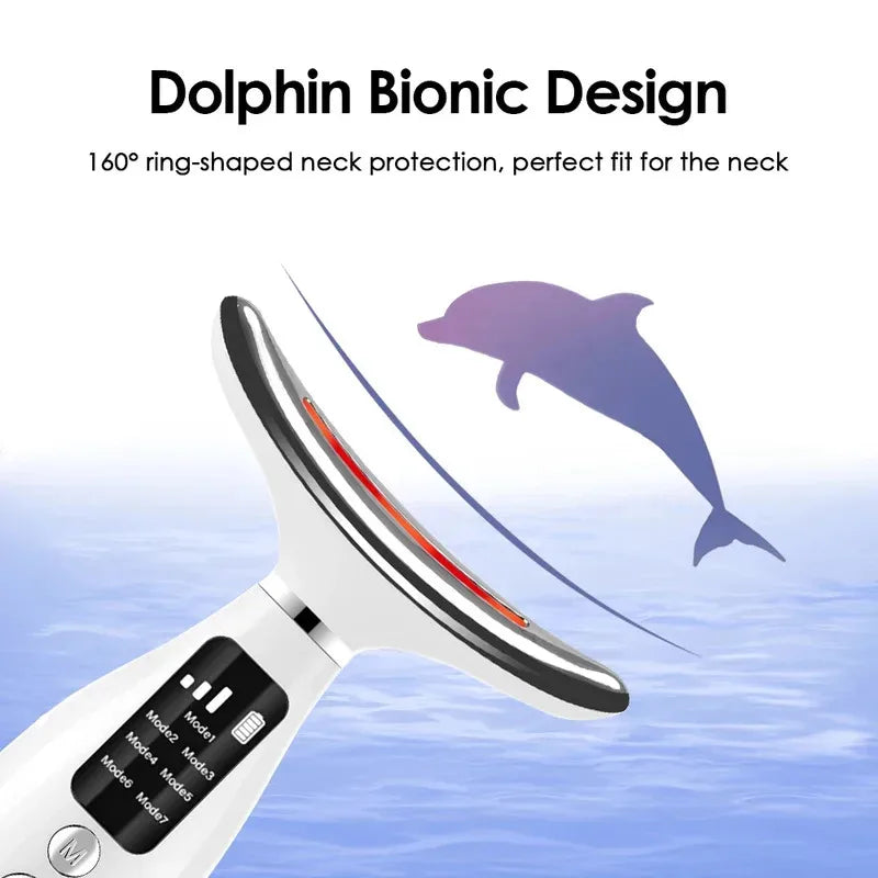 LED Face & Neck Massager – 7 Color Light Therapy Beauty Device with Vibration & Skin Care Modes
