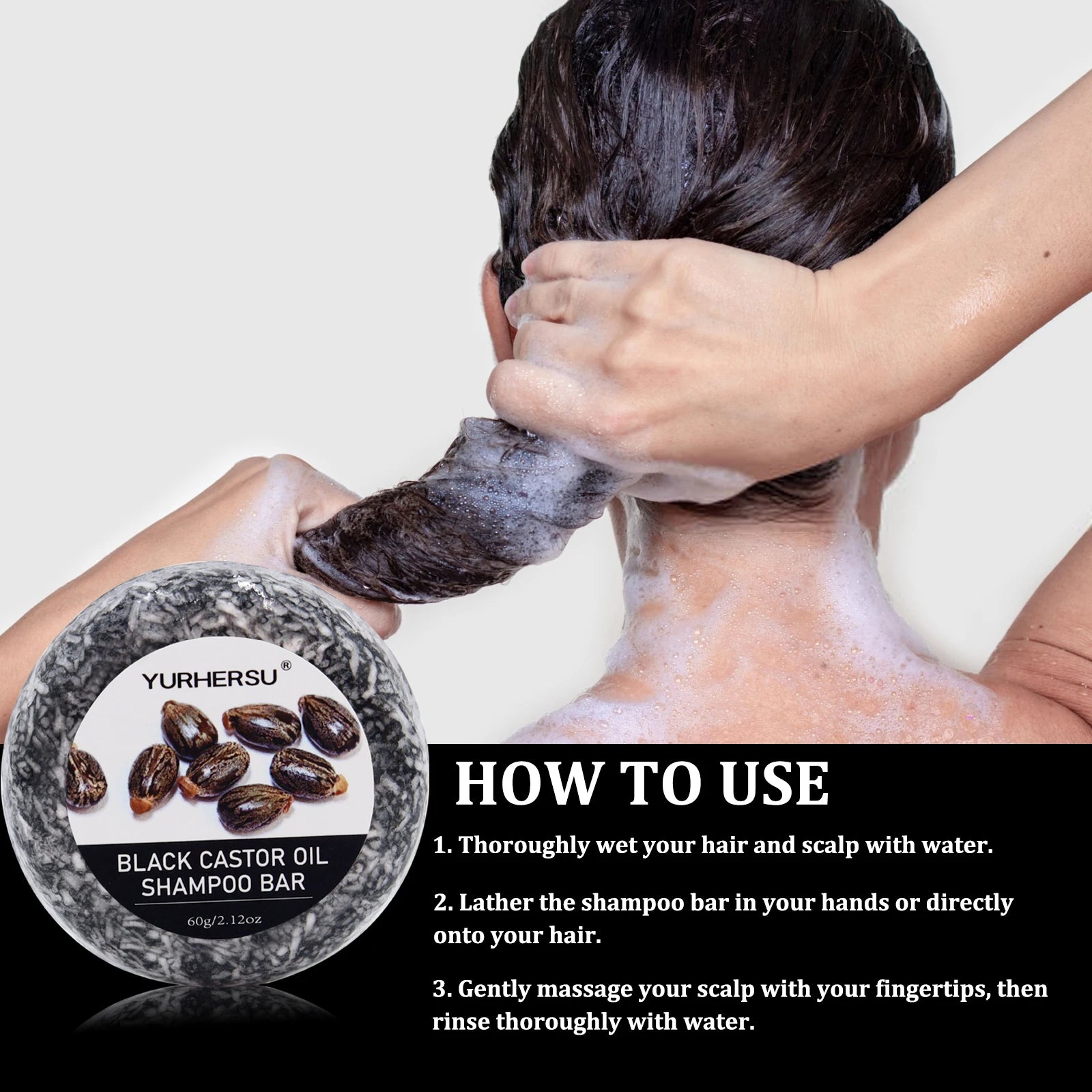 Black Castor Shampoo Bar – 2-in-1 Shampoo & Conditioner Bar for Strong, Healthy Hair