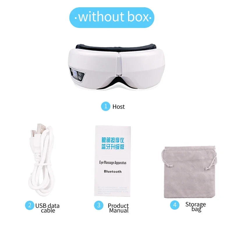 Smart Eye Massager Glasses – Foldable Airbag Compression Vibration Eye Care Device with Bluetooth Music & Heat Relief