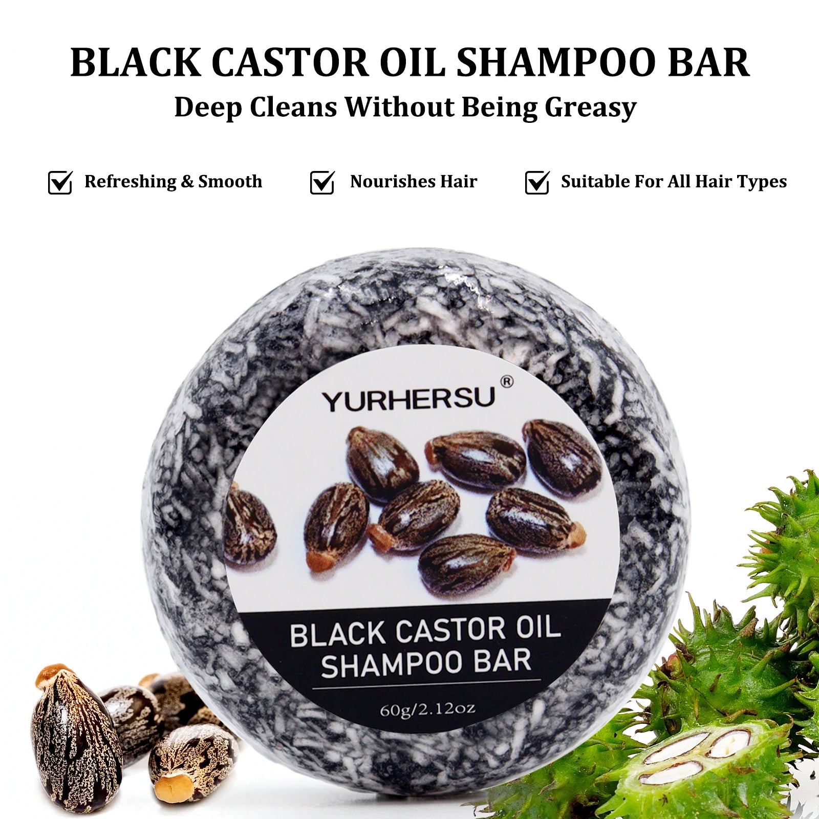 Black Castor Shampoo Bar – 2-in-1 Shampoo & Conditioner Bar for Strong, Healthy Hair