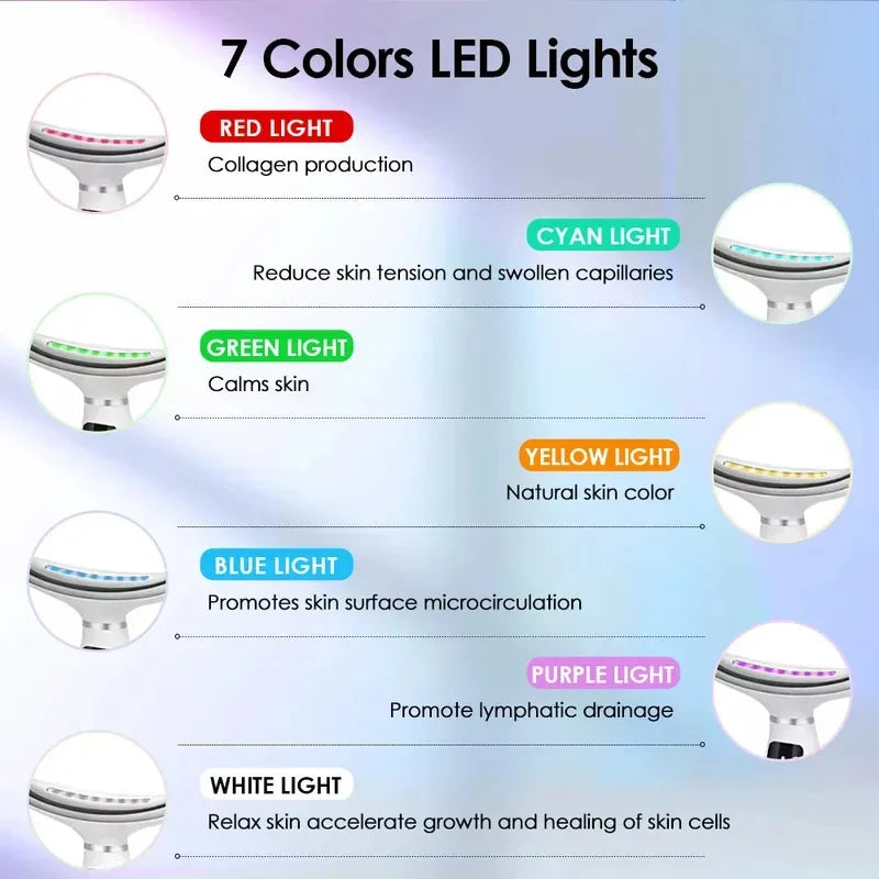 LED Face & Neck Massager – 7 Color Light Therapy Beauty Device with Vibration & Skin Care Modes